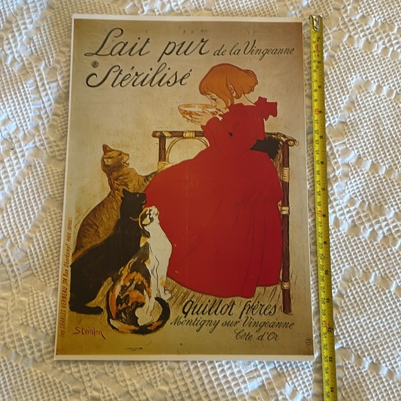 Vintage French Poster! Lait Pur Sterilise! Colorful ready to be framed! - Picture 12 of 12